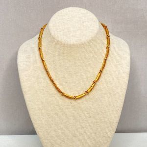 Avon Choker Necklace Gold Tone Hobnail Segments Box Clasp